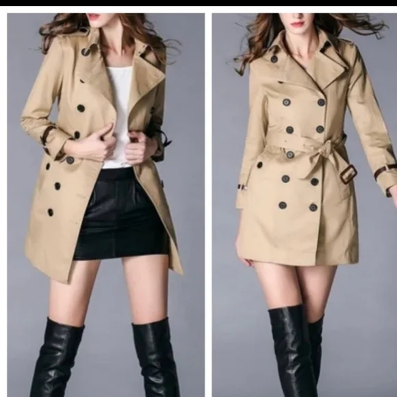 Chic British Buckle Double Breasted Fabulous Trench Coat - Picture 2 of 5